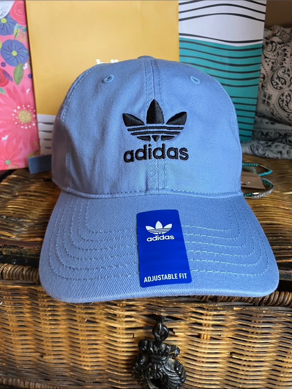 adidas Blue Cap with Black Trefoil Logo& FREE BRACELETS:):)